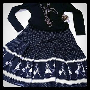 Claiborne 12P retro rockabilly swing dot skirt