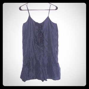 Silk Navy Blue Polka Dotted Romper