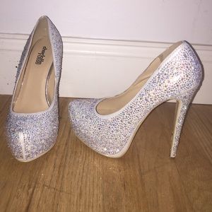 silver sparkly pumps