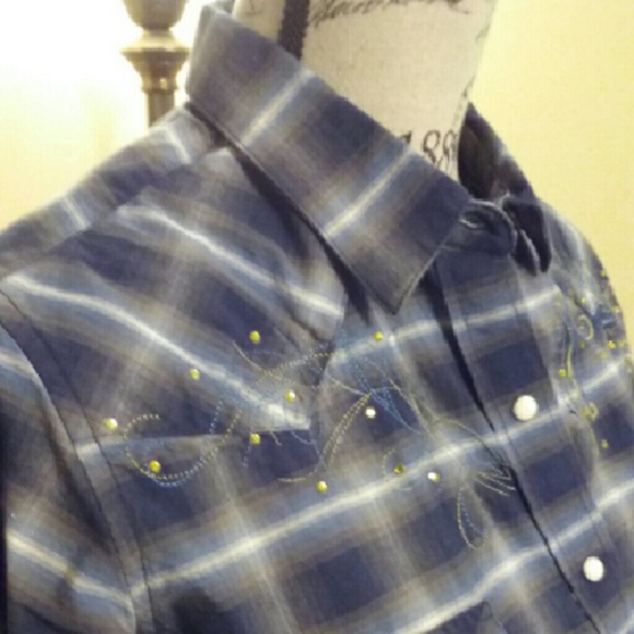 Roughstock Brown/Blue Plaid Shirt, Size M