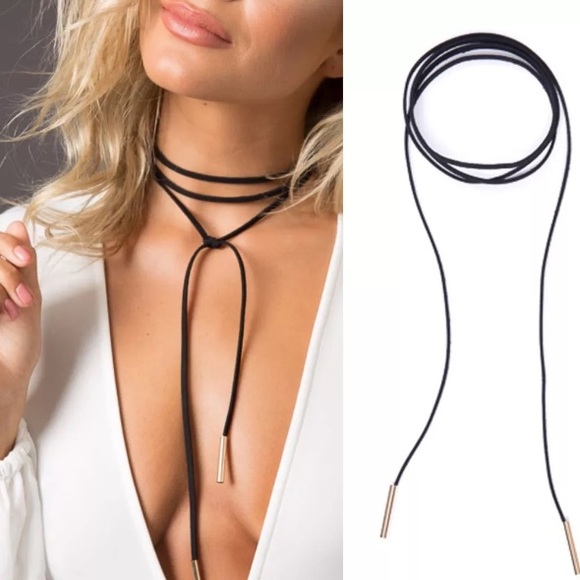 Restocking! Boho Vegan Suede Tie Necklace - Picture 2 of 4