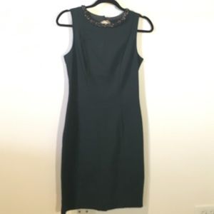 hunter green fitted sheath dress