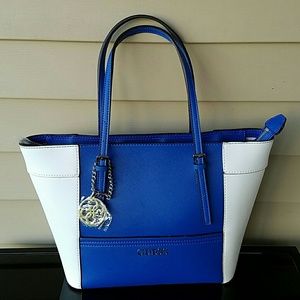 NWT! GUESS Blue Colorblock Tote