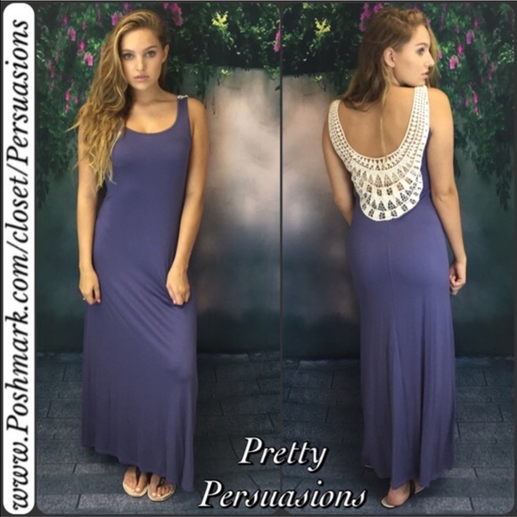 SOLD  🎉NWT Indigo Crochet Back Boho Maxi Dress - Picture 3 of 5