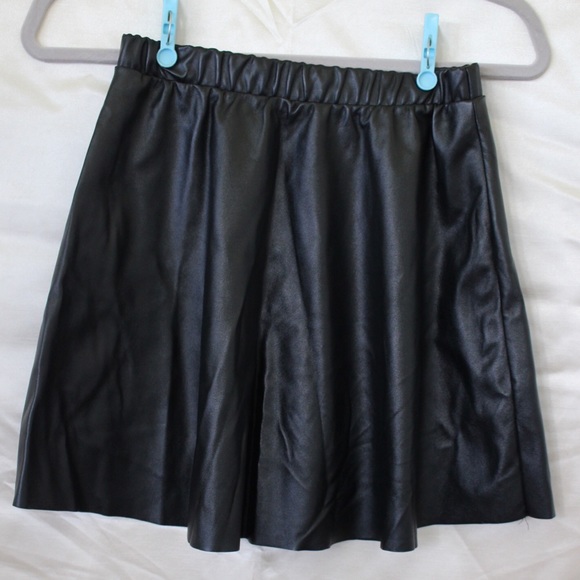 Faux Leather Mini Skater Skirt