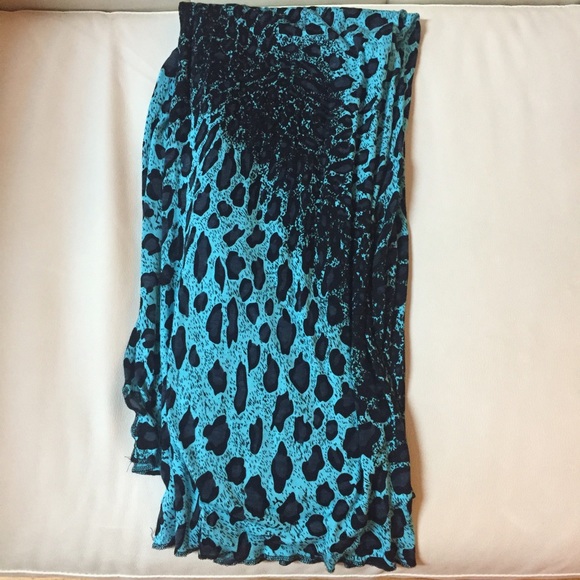 Teal and Black Leopard Scarf- Express - Picture 1 of 2