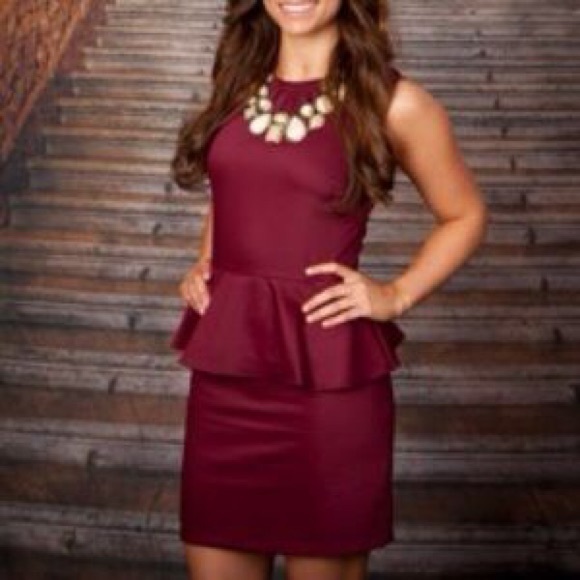 H&M Maroon Peplum Sleeveless Dress