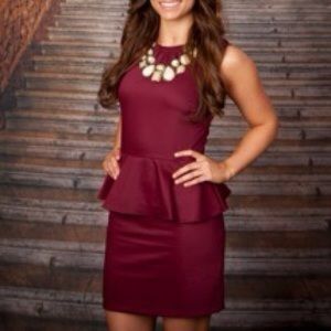 H&M Maroon Peplum Sleeveless Dress