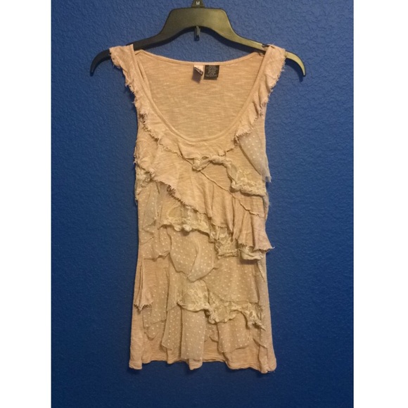 Taupe/Soft Pink Ruffle Tank - Picture 1 of 2