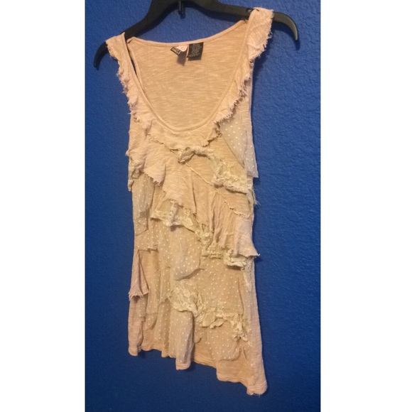 Taupe/Soft Pink Ruffle Tank - Picture 2 of 2