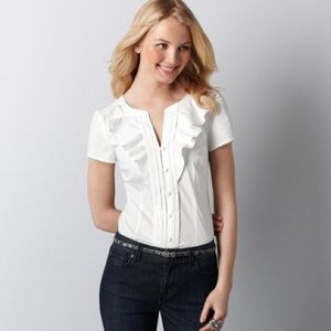 Loft Ruffled Button Down Shirt
