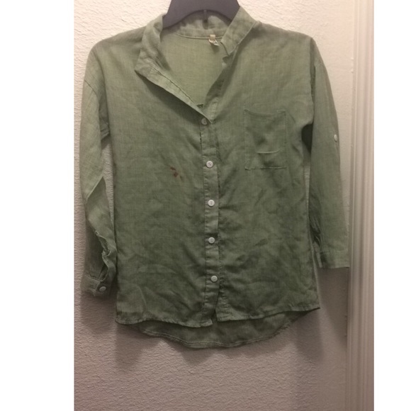 Green Cotton Button Down