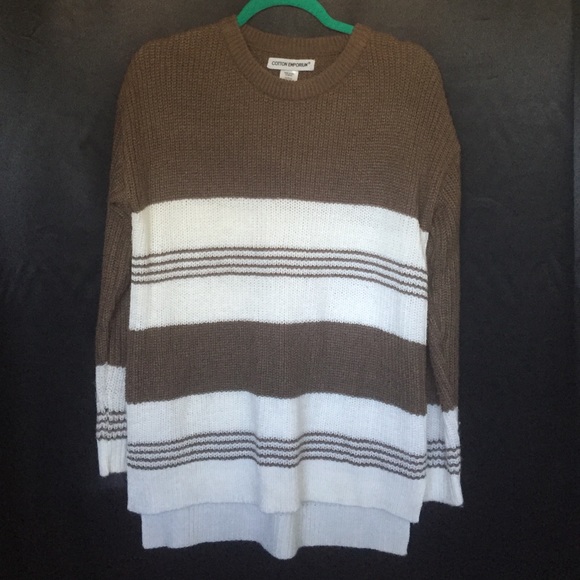 Brown & White Striped Sweater