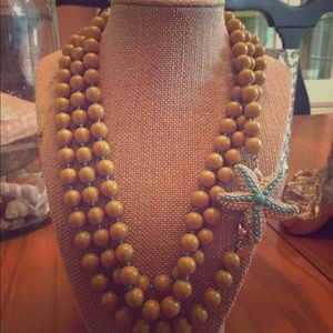 Stella & Dot green bead and starfish necklace