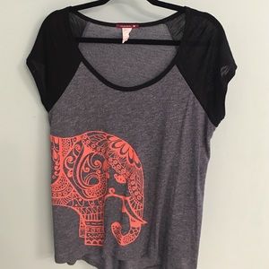 Large Burnout Elephant tee high low