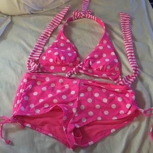 Pink and White Polka Dot Bikini