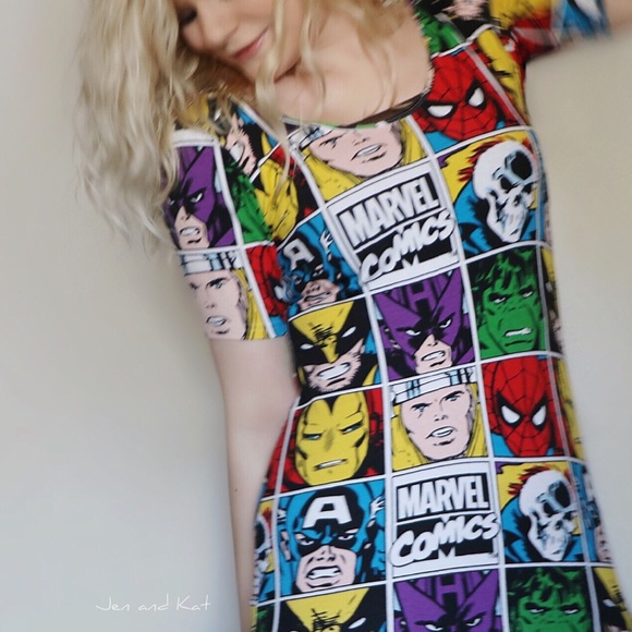 Marvel Comics Scoop Neck Long Tee/Dress by Marvel