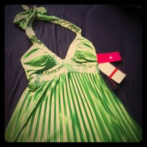 Luminous silky green dress