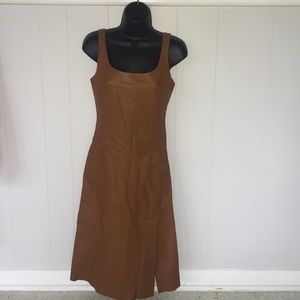 Camel bcbg maxazria leather dress size 4