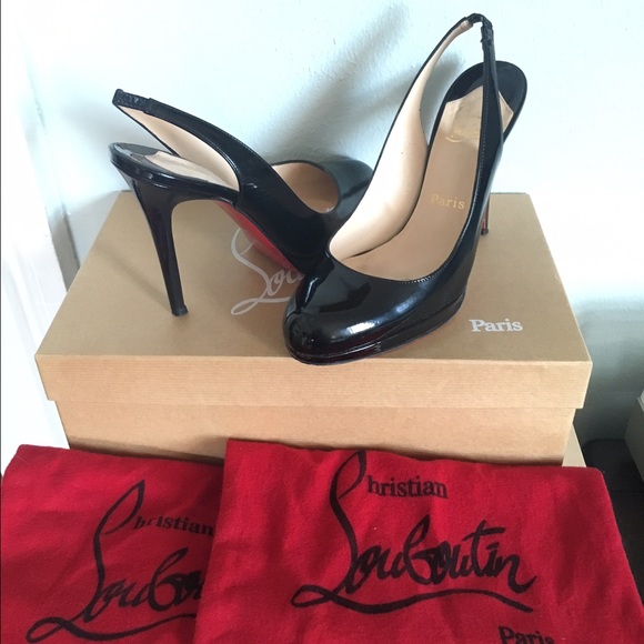 Christian Louboutin Black Patent Slingback Heels