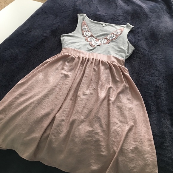 Charlotte Russe grey & pink jeweled dress