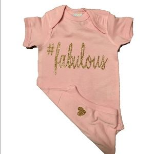 #fabulous gold glitter on a pink onesie