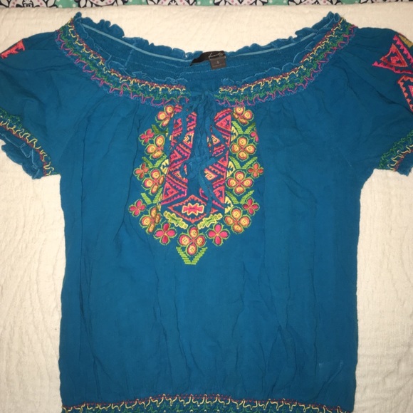 Colorful off the shoulder top