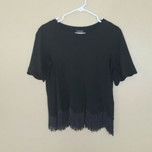 Topshop Fringe Scallop Tee