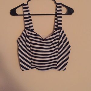 Navy and white crop top blue suede shoes bundle