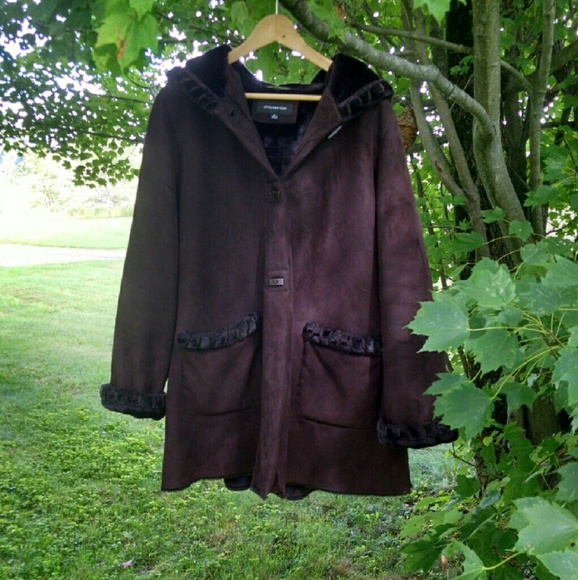 Jones New York Brown Faux Suede Winter Coat