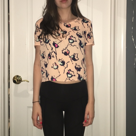 Cute Peach Floral Chiffon Shirt - Picture 1 of 2
