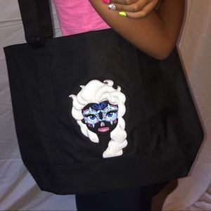Sugar Skull Elsa Embroidered tote.