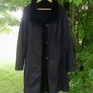 Reversible Black Dress Trench/Faux Fur Winter Coat