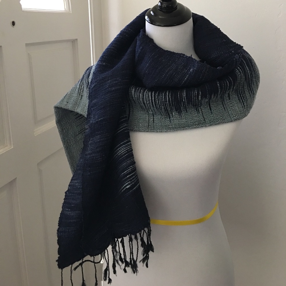 2 tone  Itailian Silk blue wrap