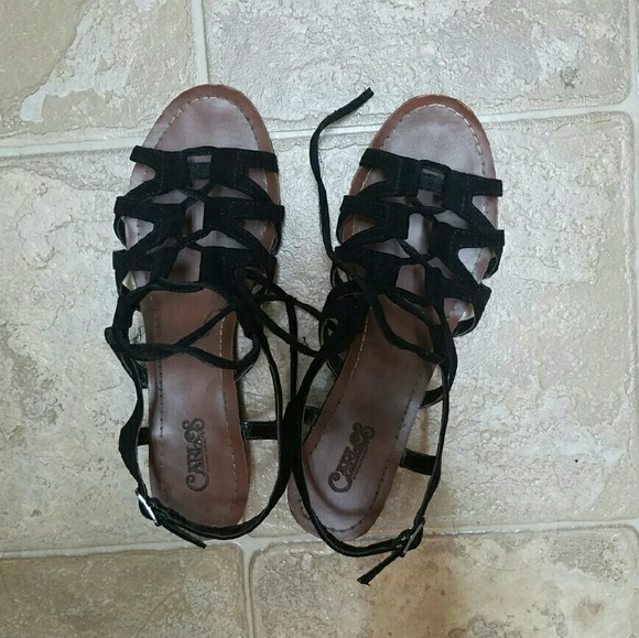 Black Carlos Santana sandal wedges