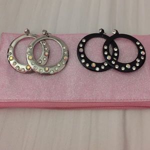 G By Guess hoop rhinestone earrings