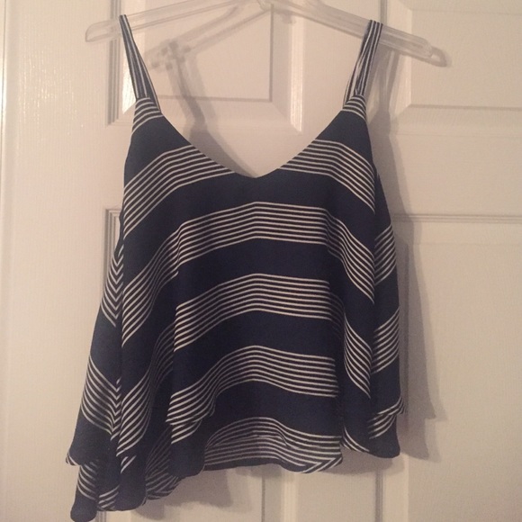 NWT Love culture navy and white stripe top