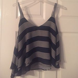 NWT Love culture navy and white stripe top
