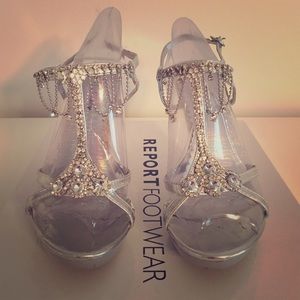 Silver rhinestone formal heels