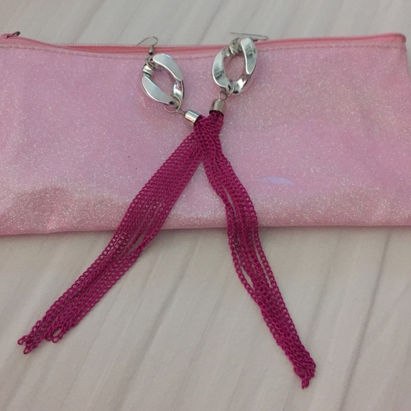 Hot pink dangle earrings
