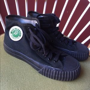 Black unisex PF Flyers hi-top sneakers