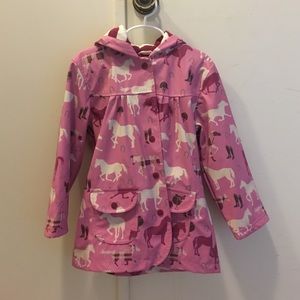 Hatley girls pink horse raincoat with terry lining