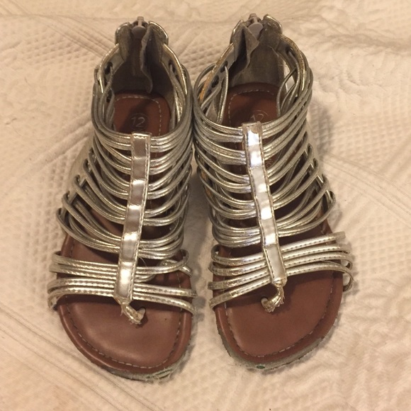 Silver girls gladiator sandals
