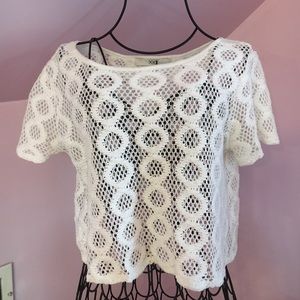 White Netted Crop Top