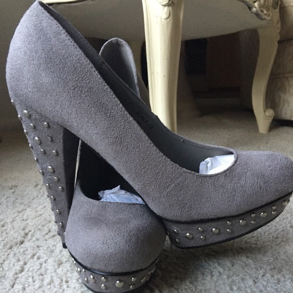 Gray Suede Platform Heels