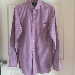 Red and blue check j crew men's wrinkle free shirt