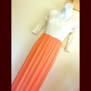 Peach and Lace Maxi Dress