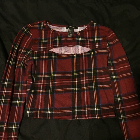 Forever 21 Plaid Cropped Shirt