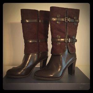 Brown leather boots