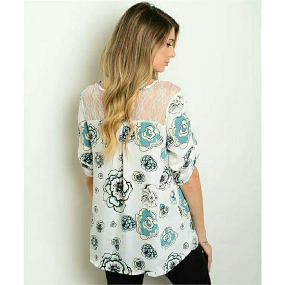 3/4 Floral lace detail blouse top XS NWT - Picture 3 of 3